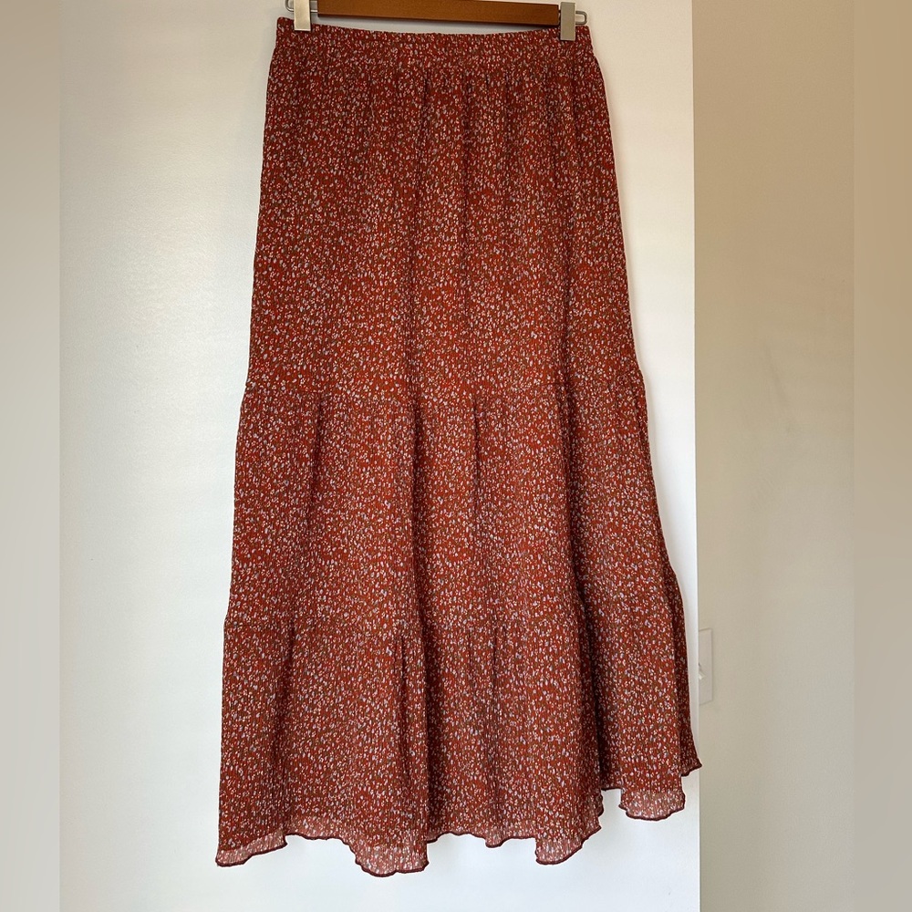 Floral Rust Midi Skirt